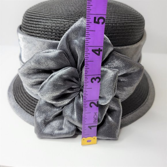 Grey Dress Hat Church Hat with Satin Flower Rosette One Size - Picture 10 of 15